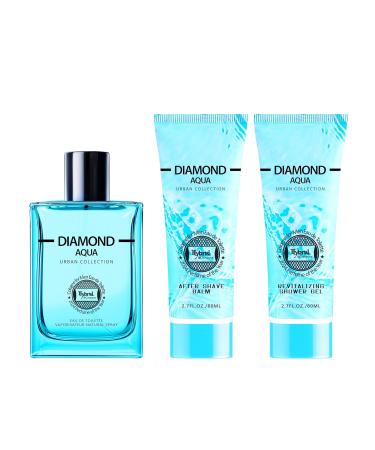 Hybrid & Company Diamond Aqua 3Pcs Gift Set For Men 100ml-Perfume&80ml-After Shave Balm &80ml-Shower Gel - Buy Online on GoSupps.com