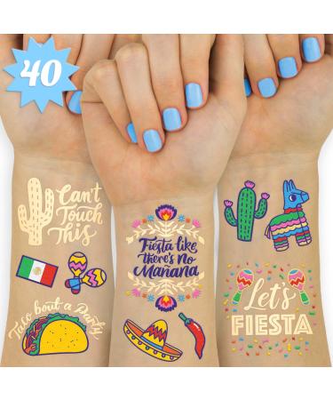 xo  Fetti Fiesta Party Supplies Metallic Tattoos - 40 styles | Cinco De Mayo Decorations  Final Fiesta Bachelorette + Mexican Decor