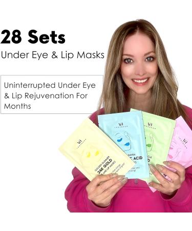 Hydrating Eye and Lip Mask Set - 28 Pcs for Dark Circles, Puffiness, and Dry Lips - Buy Online on GoSupps.com
