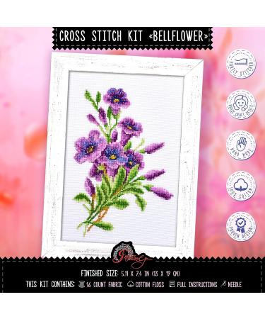 American Bellflower Counted Cross Stitch Kit - DIY Flower Embroidery Set - Buy Online on GoSupps.com