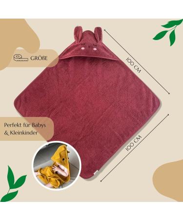 Liomio Hooded Baby Towel 100x100cm - Bordeaux - 100% Cotton Soft & Cozy | Oeko-Tex Certified | Perfect Baby Shower Gift | Made in EU - Buy Online on GoSupps.com
