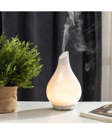 Glass Aroma Diffuser with Color Night Light - Essential Oil Cool Mist Humidifier for Home & Office (Pearl White) - Buy Online on GoSupps.com