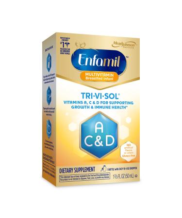 Enfamil Tri-Vi-Sol Vitamin A C & D Multi-Vitamin Drops for Infants Supports Growth & Immune Health 50 mL Dropper Bottle
