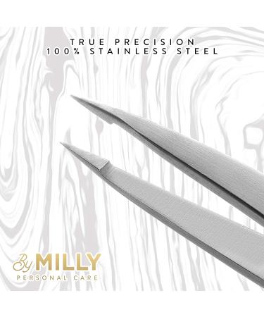 MILLY Pointed Tweezers - 100% German Steel for Ingrown Hair, Eyebrows, and Splinters - Hand-Filed Precision Tool for Facial Hair and Glass Removal - Buy Online on GoSupps.com