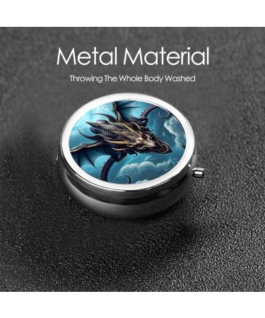 Flying Dragon Round Pill Box | 3-Compartment Portable Organizer for Purse & Pocket | Travel-Friendly Medication Storage - Buy Online on GoSupps.com