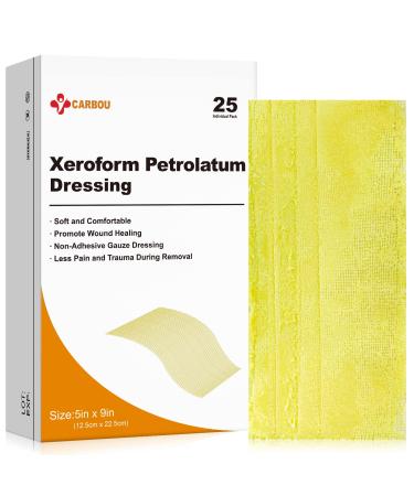 Carbou Medical Xeroform Petrolatum Dressing 5"x9" 25 Individual Pack Non-Adherent Gauze Pads Soft Fine Mesh Gauze Patch for Wound Care Burns Lacerations Skin Grafts & Surgical Incisions - Buy Online on GoSupps.com