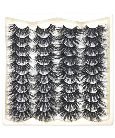 False Eyelashes 20 Pairs Long Faux Mink 25mm Lashes Pack 6D Wispy Dramatic Fake Eye Lashes Volume Thick Big Strip Eyelashes Bulk GD POLULASH 6D long 25mm