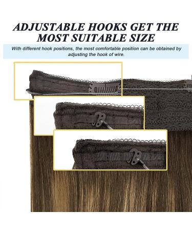 GOO GOO Balayage Chocolate Brown to Caramel Blonde Human Hair Extensions - 16 Inch Invisible Wire Hairpiece - Buy Online on GoSupps.com