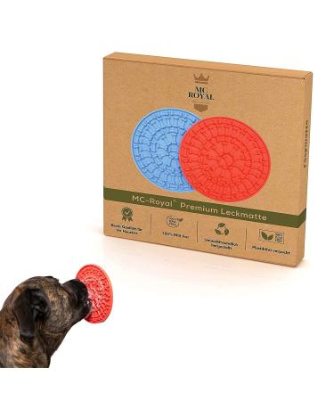 MC -Royal Premium Lick mat for dogs - 2 STK LICK PAD BPA free - Slow feeder with reliable suction power - for swimming maintaining and dog training for pets blue & red - Buy Online on GoSupps.com