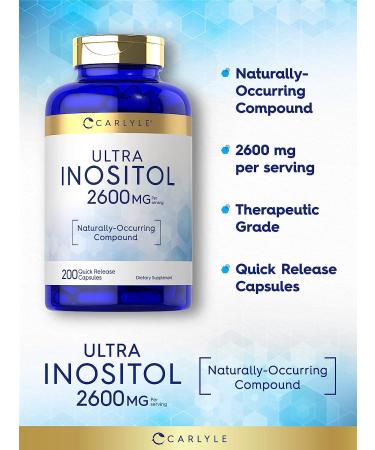 Carlyle Inositol Capsules 2600mg | 200 Count | Non-GMO & Gluten Free | Myo-Inositol Supplement - Buy Online on GoSupps.com