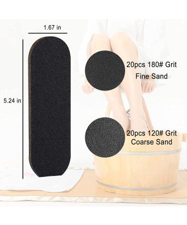 Stainless Steel Pedicure Foot File Refill Pads - 40 Pieces, Coarse-Fine Double Sided Foot Rasp Pads for Callus Removal, 20pcs 180 Grit + 20pcs 120 Grit - Black - Buy Online on GoSupps.com