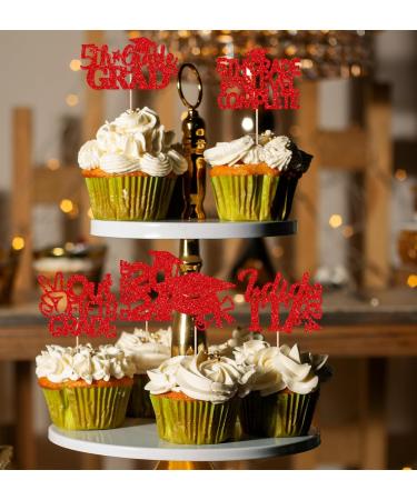 BZBAIS 32 Pieces Red Glittery 5th Grade Grad Cupcake Toppers Class of 2024 5th Grade Graduate Peace out Fifth Grade Cupcake Picks with Grad Cap Diploma 2024 Graduation Cupcake Party Decorations - Buy Online on GoSupps.com