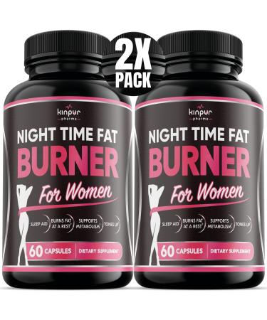 Kinpur Pharma Night Time Fat Burner for Women - Weight Loss Supplement, Appetite Suppressant - Premium Weight Loss Pills for Women - Metabolism Booster - Natural Plant Extract 60 Capsules (Pack of 2)
