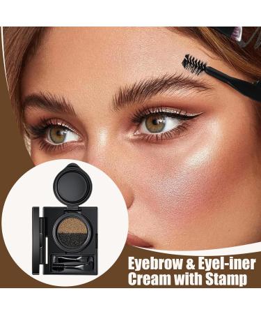 Eyebrow Cream Eyebrow Pomade TwoTone Eyebrow Cream Set Waterproof and Smudgeproof Eyebrow Cream Double Eyeliner Stamp with Brush for Women 01 - Buy Online on GoSupps.com