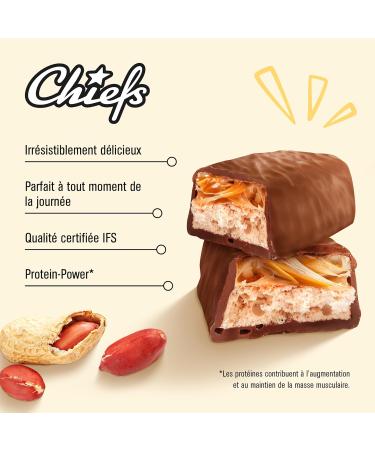 CHIEFS Barre Prot in e Soft - 16g Haute Prot ine Sans Sucre Ajout Sans Huile de Palme Soft Bar Peanut Caramel - 15 x 55g - Buy Online on GoSupps.com