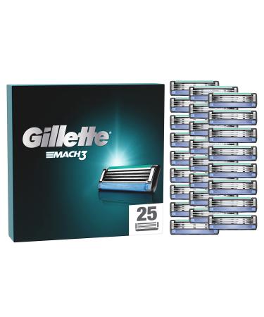 Gillette Mach3 razor blades 25 replacement blades for wet razors men with 3-blade Old
