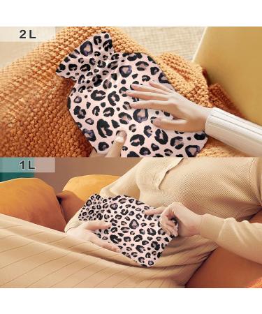 Leopard Pink Hot Water Bottle 2L with Cover Pain Relief & Hand Feet Warmer for Winter | International Shipping - Buy Online on GoSupps.com