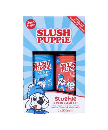 SLUSH PUPPiE ZERO 2-Pack Syrup Set. Blue Raspberry & Strawberry Flavours. Zero Sugar Slush Puppy Syrup Gift 2 x 500ml. Official SLUSH PUPPiE Merchandise from Fizz Creations - Buy Online on GoSupps.com