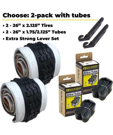 Classic White Wall 26x2.125 Cruiser Bike Tires - 1 or 2 Pack with Tubes | Beach Cruiser Wheel Accessories - Buy Online on GoSupps.com
