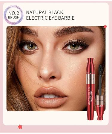 HONGJIANV 4D Lengthening Curling Mascara 4D Black Waterproof Silk Fiber Lash Mascara 2 in1 5x Longer Waterproof Mascara 2 In 1 Black Mascara Double Headed 2 Effect (1PC) - Buy Online on GoSupps.com