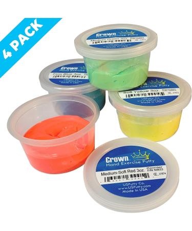 Crown Therapy Putty - Hand Exercise Putty Set Made in USA (4 Pack, 3-oz Each) for Rehabilitation and Stress Relief - Buy Online on GoSupps.com
