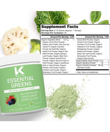 K Nutri Supergreens 30 Servings Organic Superfood Powder - Fruit & Vegetable Blend for Detox, Immunity, Energy & Gut Health - Naturally Flavored - Greens Supplement - Buy Online on GoSupps.com