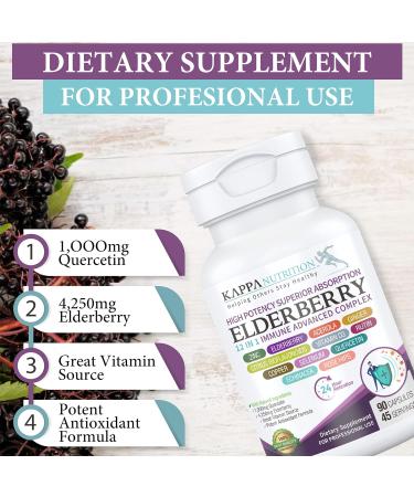 Immune Advanced Complex 12-in-1 with Quercetin, Elderberry, Zinc, Vitamin D3 - 60 Capsules - Buy Online on GoSupps.com