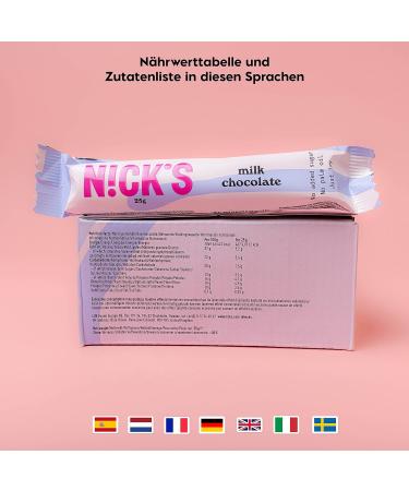 Nick's Milk Chocolate Keto Bar - Sugar-Free 112 Kcal Low Carb (15x25g) | Gluten-Free Snack - Buy Online on GoSupps.com