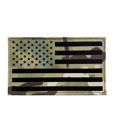 5x3 inch Large Infrared IR US USA American Flag Patch Tactical Vest Patch Hook-Fastener Backing (Multicam)