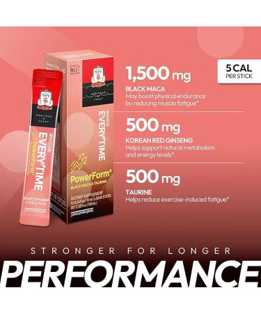 JUNG KWAN JANG Everytime PowerForm - Herbal Energy Drink Packets with Korean Red Ginseng, Black Maca Root & Taurine - Non GMO (0.33 fl oz, 10 Sticks) - Buy Online on GoSupps.com