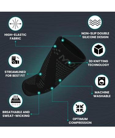 Modvel Elbow Brace 2 Pack - Compression Support Sleeve for Joint Pain Relief, Tendonitis, Tennis & Golfer's Elbow - Black Small Size - Ideal for Workout, Weightlifting - Men & Women - Buy Online on GoSupps.com
