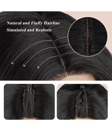 Fine Long Wavy Black Lace Front Wig for Women | Natural 65 cm Synthetic Hair Waves - Buy Online on GoSupps.com