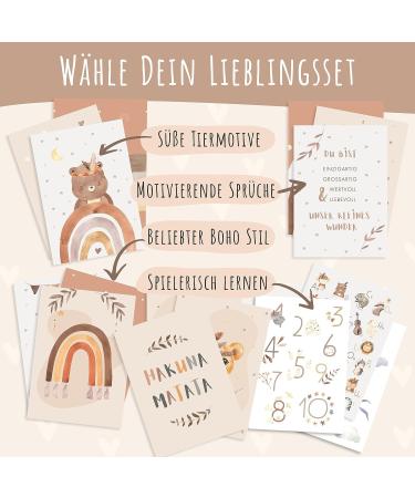 Eulentaler Boho-Style Children's Room Posters | Creative & Loving Designs | Bear Rainbow & Saying | A4 Wall Art Set for Girls & Boys (3 Pack) - Buy Online on GoSupps.com