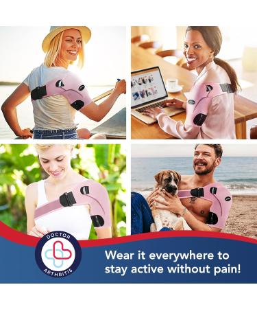 Doctor Developed Shoulder Support/Shoulder Strap/Shoulder Brace single & Doctor Written Handbook - Relief For Shoulder Injuries Arthritis Sprains & More (Pink) - Buy Online on GoSupps.com