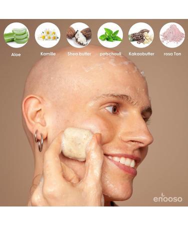 Enooso Organic Facial Cleanser for Acne-Prone Skin - Clay Aloe Vera & Chamomile - 100% Vegan & Plastic-Free 35g - Buy Online on GoSupps.com