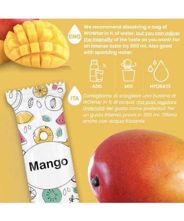 Wowter by AMZ Better - Mango Flavor Water Powder Sugar-Free Calorie-Free Gluten & GMO Free 24 Sachets (2 Pack) - Made in Italy - Buy Online on GoSupps.com