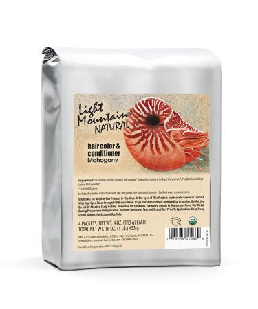 Light Mountain Mahogany Hair Dye - Organic Chemical-Free Semi-Permanent for Men/Women with Henna Leaf Powder and Botanicals 16 Oz