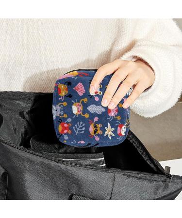 Womens Bonds Storage Pockets Stillpad Holder - Cartoon Crabs & Leaves Portable Period Kit Bag | Stylish Feminine Product Bag for Girls - Buy Online on GoSupps.com