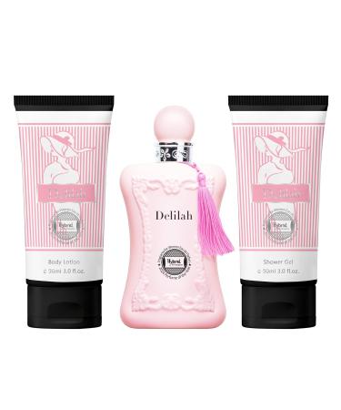 Hybrid & Company Women Delilah 3 Pcs Gift Set Contain 100ml Perfume 90ml Body Lotion 90ml Shower Gel Delilah Gift Set - Buy Online on GoSupps.com