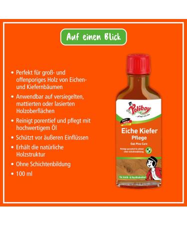 Poliboy Oak Pine Care - Wood Polish for Antique & Rustic Furniture - 100ml Made in Germany - Refreshing Wood Care (1 Pack) - Buy Online on GoSupps.com