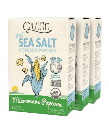 Quinn Microwave Popcorn, Non-Gmo, Organic Popcorn Kernels, Just Sea Salt, 3-Pack (9 Bags) Just Sea Salt 7 Ounce (Pack of 3)