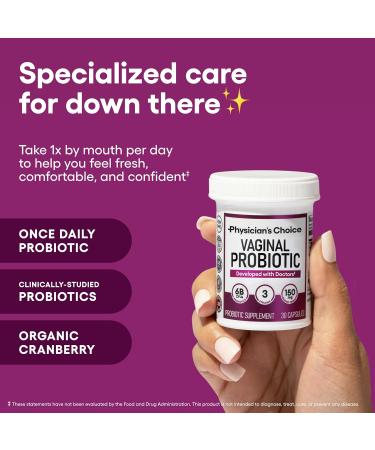 Physician's CHOICE Vaginal Probiotics for Women - pH Balance Odor Control Yeast Balance Vaginal Flora & Feminine Health - 6B CFU with Organic Prebiotics and Cranberry Extract - 60 CT 60 Count (Pack of 1) - Buy Online on GoSupps.com