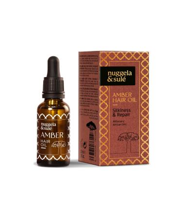 Nuggela & Sulé AMBER Hair Oil. Silky & Repairing. Combination of 5 oils from the African continent to transform hair. With Baobab Oil and Shea Butter. 1 x 30 ml