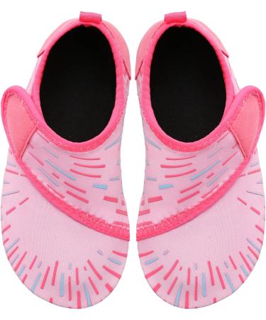JIASUQI Kids Water Shoes - Quick Dry Aqua Socks for Beach & Pool - Easy Line Pink - Size 7/7.5 UK Child - Buy Online on GoSupps.com