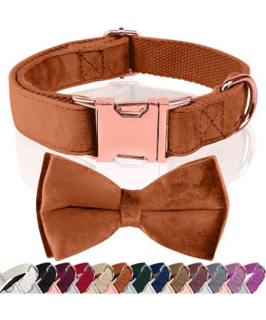 Asvin dog collar velvety with removable dog fly soft and comfortable dogs collar multi -color velvety dog collar for weddings birthdays parties etc. XL Dark Brown