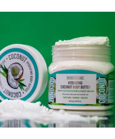 Coconut Hydrating Body Butter with Cactus Flower & Sweet Melon - 16.9 oz | Nourish & Moisturize Skin | International Shipping Available - Buy Online on GoSupps.com