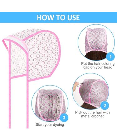 3 Sets Hair Coloring Kit with PVC Caps, Styling Tools, Shawls, Gloves, and Brushes (Pink) - Buy Online on GoSupps.com