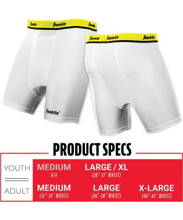 Franklin Sports Youth Compression Short with Cup - Large/X-Large, White - Buy Online on GoSupps.com