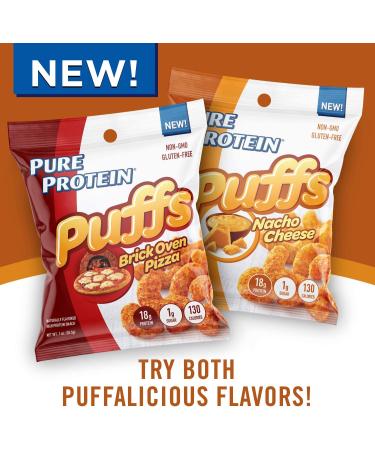 Pure Protein Puffs Nacho Cheese Snack 18g High Protein 1.05oz - 12 Count - Buy Online on GoSupps.com
