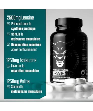BCAA 2.1.1 Vitastrong Branched Amino Acids | L-Leucine L-Isoleucine L-Valine 100% Pure with Vitamin B6 | Pre & Post Workout Supplement - Buy Online on GoSupps.com